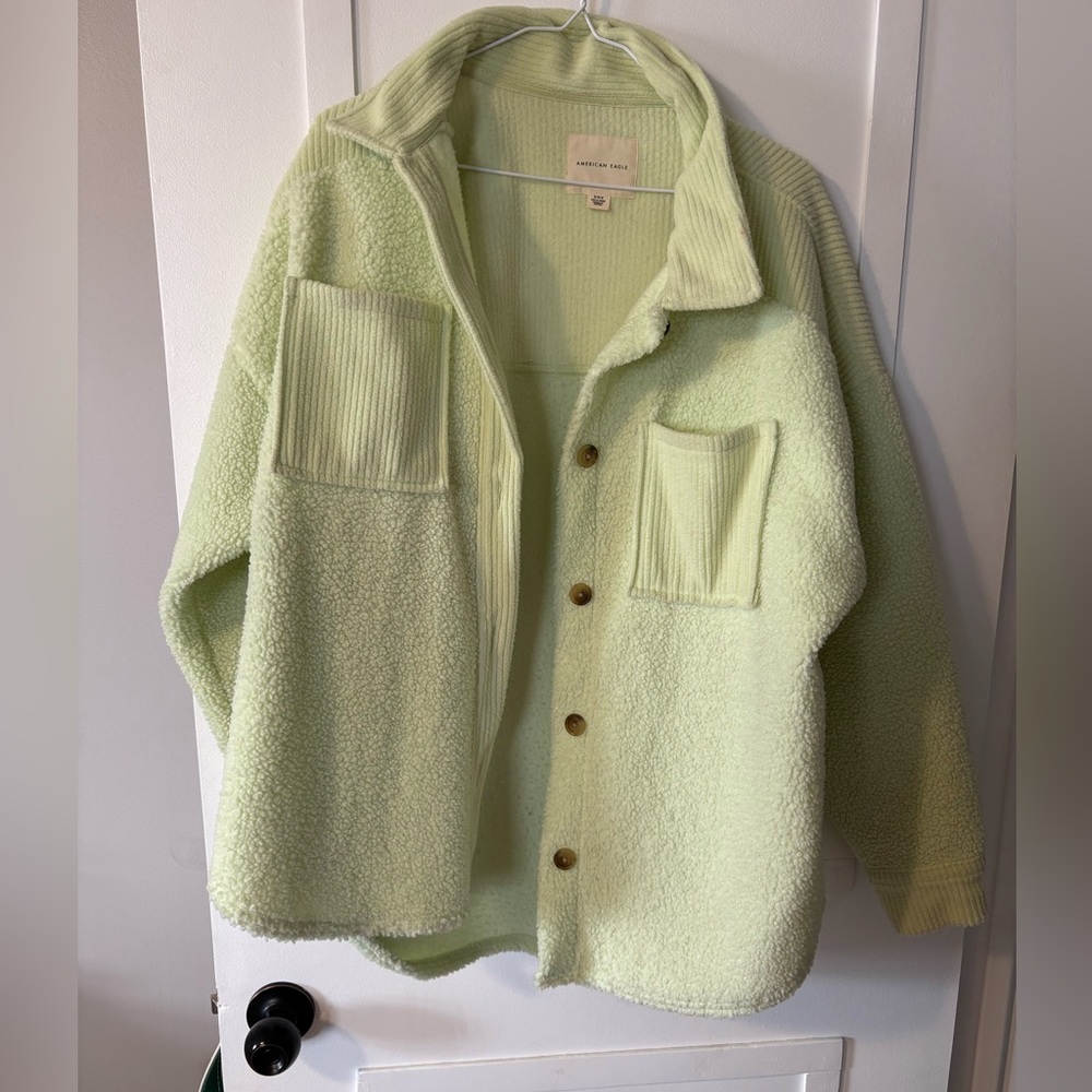 American Eagle Outfitters Light Green Teddy Jacket